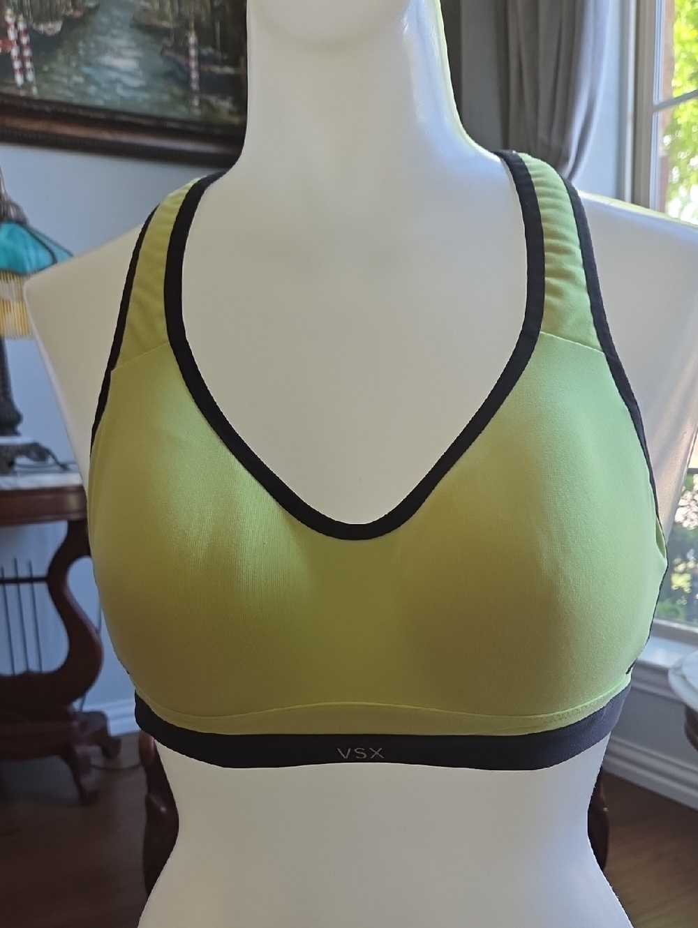 VSX Green & Black V-Neck Racerback Sports Bra
